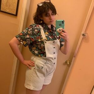 Women's White Denim Overalls